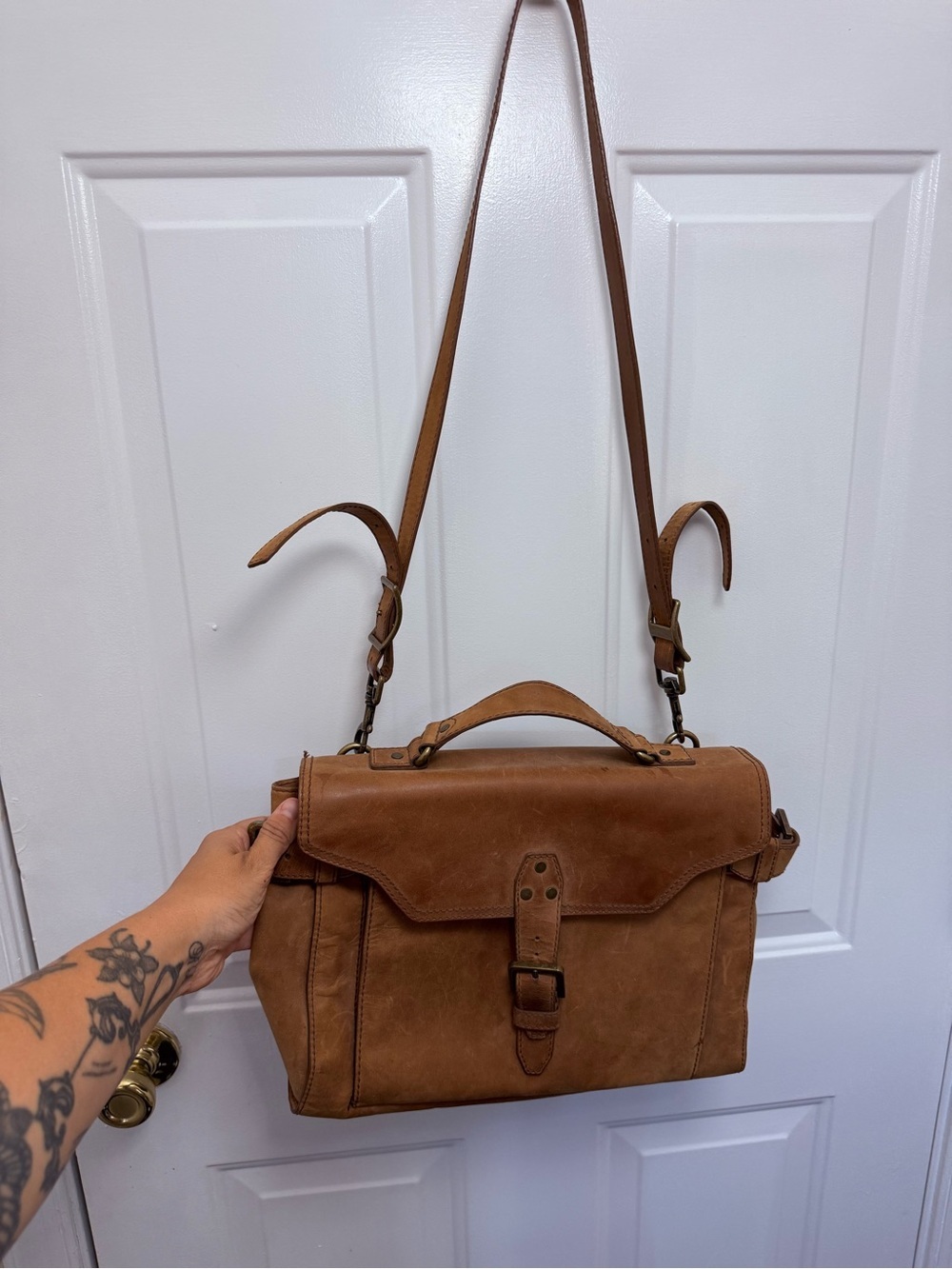 NWT Madewell 1937 Accessories Tan Leather Messenger Bag Boho Chic
